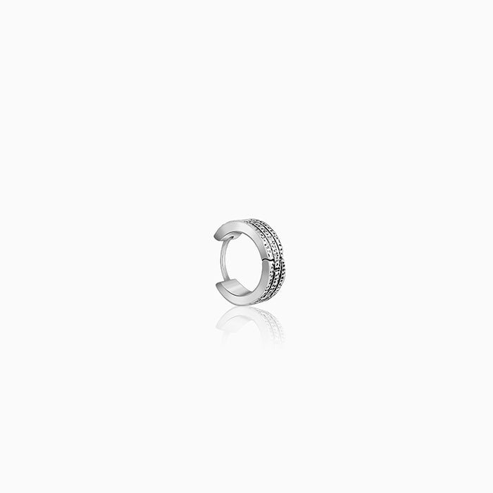 Oxidised Silver Huggie Hoop Earring for Him