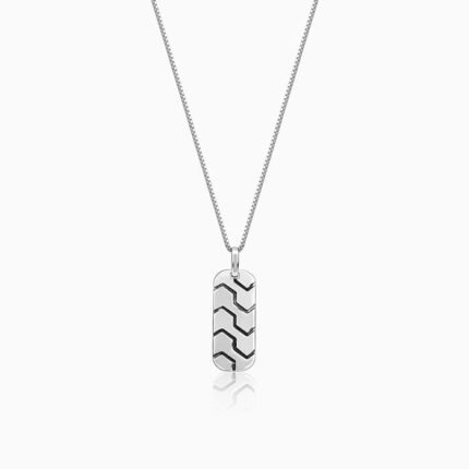 Oxidised Silver Humble Pendant With Box Chain For Him