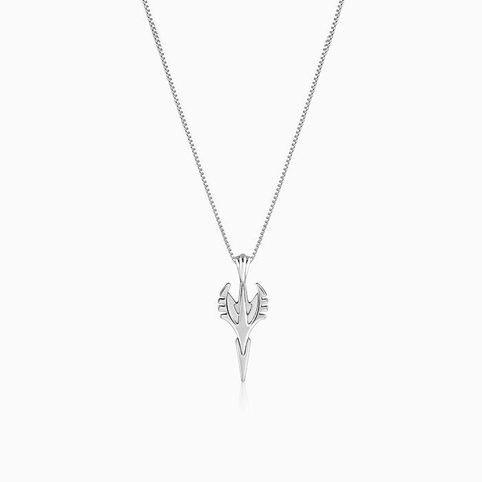 Oxidised Silver Phantom Edge Pendant With Box Chain For Him