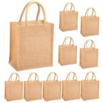 Plain Jute Bags For Return Gift Bags in Bulk | A4 Size Bag For Wedding Gift Bags with zipper (10X11X5Inch) Pack of 10 - Beige