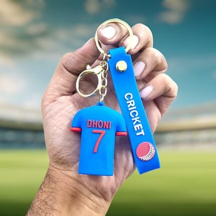 RIANZ Indian Cricket Team Jersey Keychain Blue Team Keyring Cricket Key chain Portable Bag Charms Inspirational Ornament Silicone Key Rings Mini Jersey Best Gift