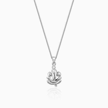 Silver Ganapathi Pendant with Link Chain For Him