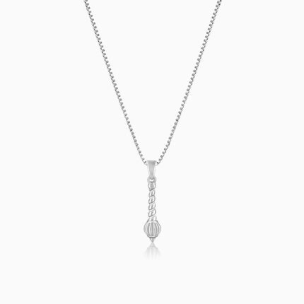 Silver Hanuman Gada Pendant with Box Chain For Him