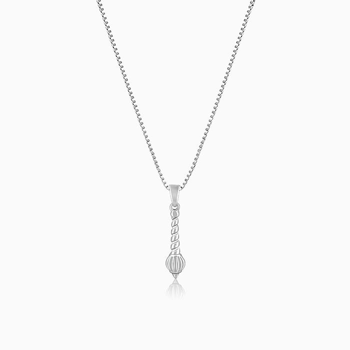 Silver Hanuman Gada Pendant with Box Chain For Him Silver Hanuman Gada Pendant with Box Chain For Him