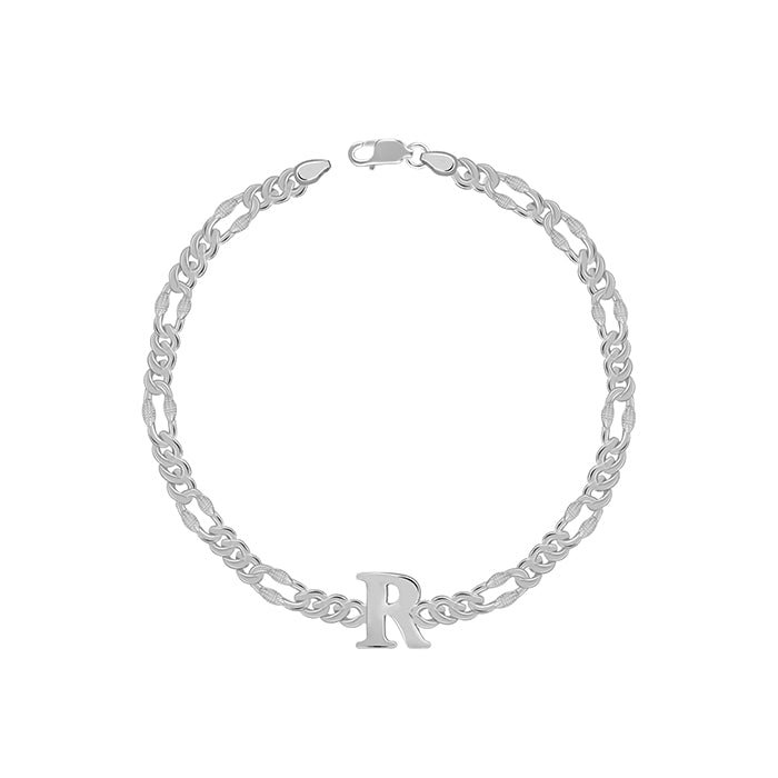 Silver Personalised Alpha Initial Bracelet For Him