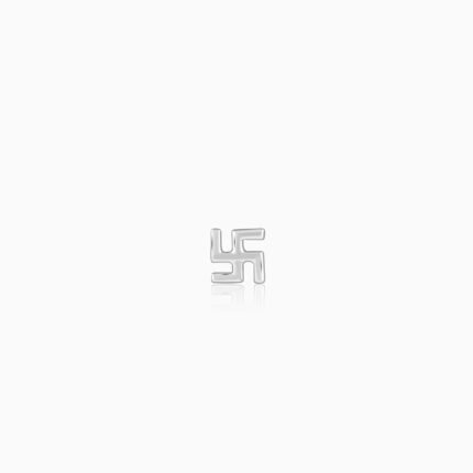 Silver Swastik Stud For Him