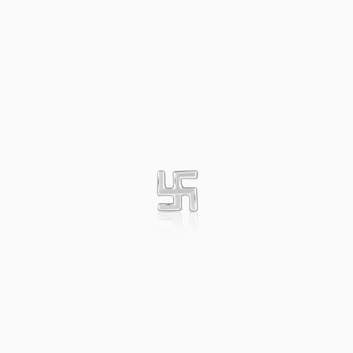 Silver Swastik Stud For Him