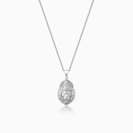 Silver Ugra Narasimha Pendant with Link Chain For Him