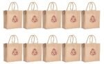 Soman Jute Ecofriendly Return Gift Bags Ganesha printed with Zip Natural Pack of 10 Bags