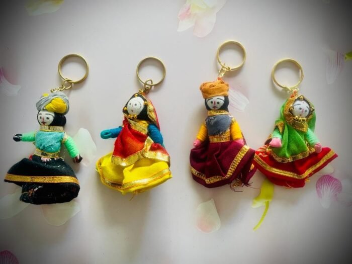 Titlam Handmade Katputli (Puppet) Couple Multi Colour Key Chain/Keyring/KeyHolder/Key Bunch - Perfect Gifting item (2 Pairs - Total 4 Nos) r