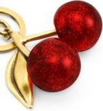 XCLUSY Glitter Cherry Bag Charm with Key Ring and Clip- key Chain For Girls Car Accessories Birthday Unique Gifts for Women Purse/Handbags etc.