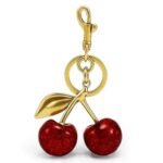 XCLUSY Glitter Cherry Bag Charm with Key Ring and Clip- key Chain For Girls Car Accessories Birthday Unique Gifts for Women Purse/Handbags etc.