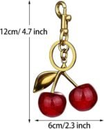 XCLUSY Glitter Cherry Bag Charm with Key Ring and Clip- key Chain For Girls Car Accessories Birthday Unique Gifts for Women Purse/Handbags etc.