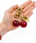 XCLUSY Glitter Cherry Bag Charm with Key Ring and Clip- key Chain For Girls Car Accessories Birthday Unique Gifts for Women Purse/Handbags etc.