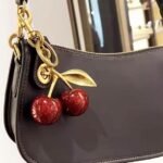 XCLUSY Glitter Cherry Bag Charm with Key Ring and Clip- key Chain For Girls Car Accessories Birthday Unique Gifts for Women Purse/Handbags etc.